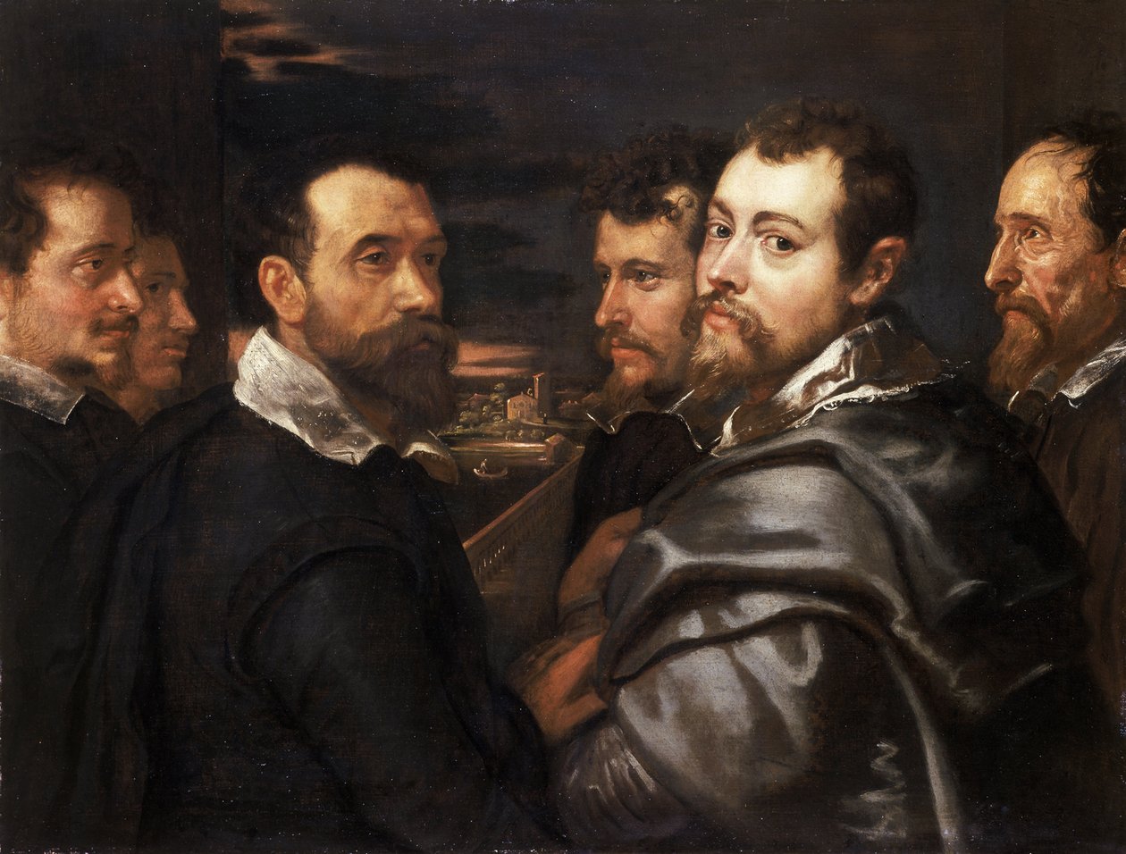 Omakuva ystäväpiirissä Mantuasta par Rubens, Pieter Paul (1577-1640), n. 1604 - Öljy kankaalle, 77,5x161 - Wallraf-Richartz-museo, Köln tekijältä Peter Paul Rubens