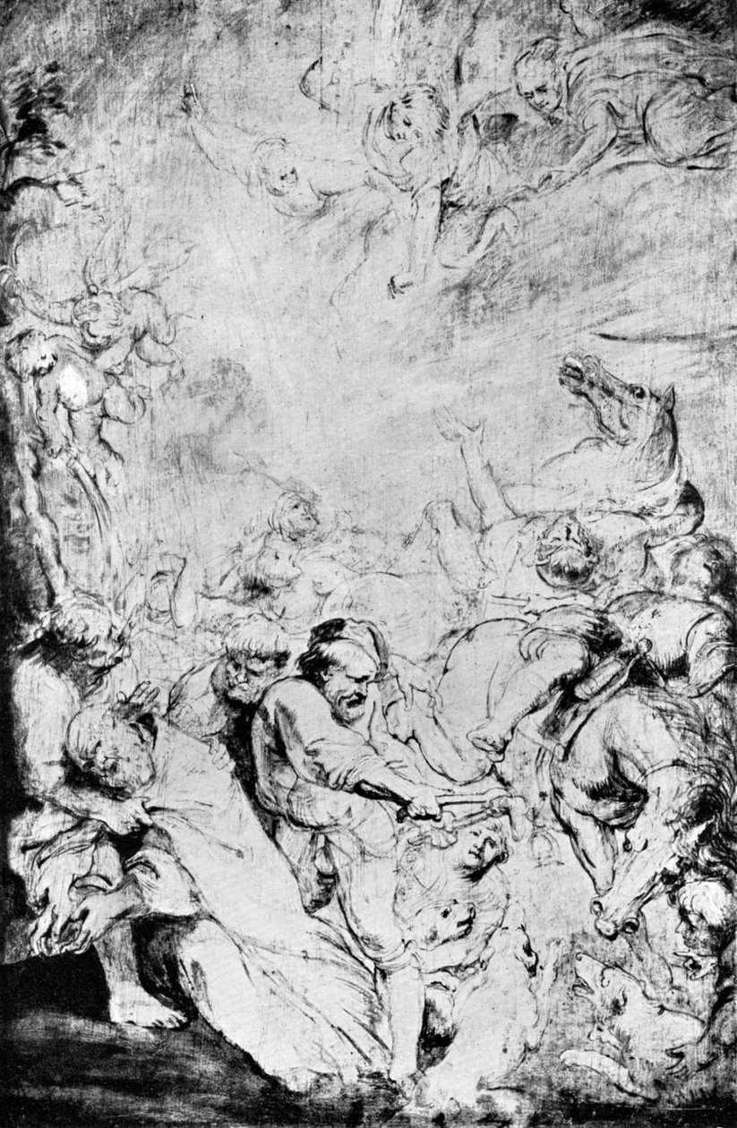 Luonnos Pyhän Livinuksen marttyyrikuolemasta, c1633, 1933. tekijältä Peter Paul Rubens