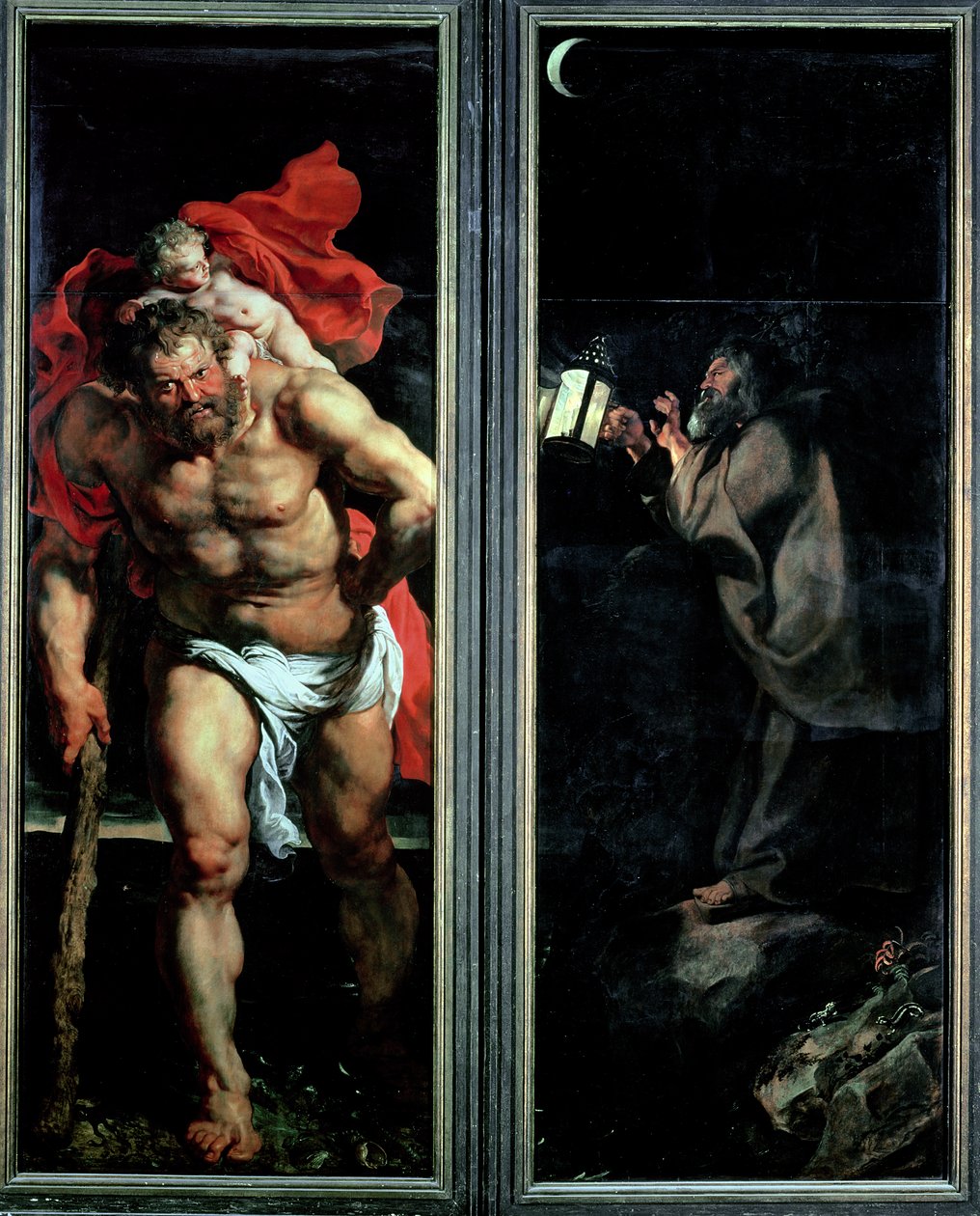 Pyhä Kristofer ja erakko, Laskeutuminen ristiltä -trippyykki, 1611-1414 tekijältä Peter Paul Rubens