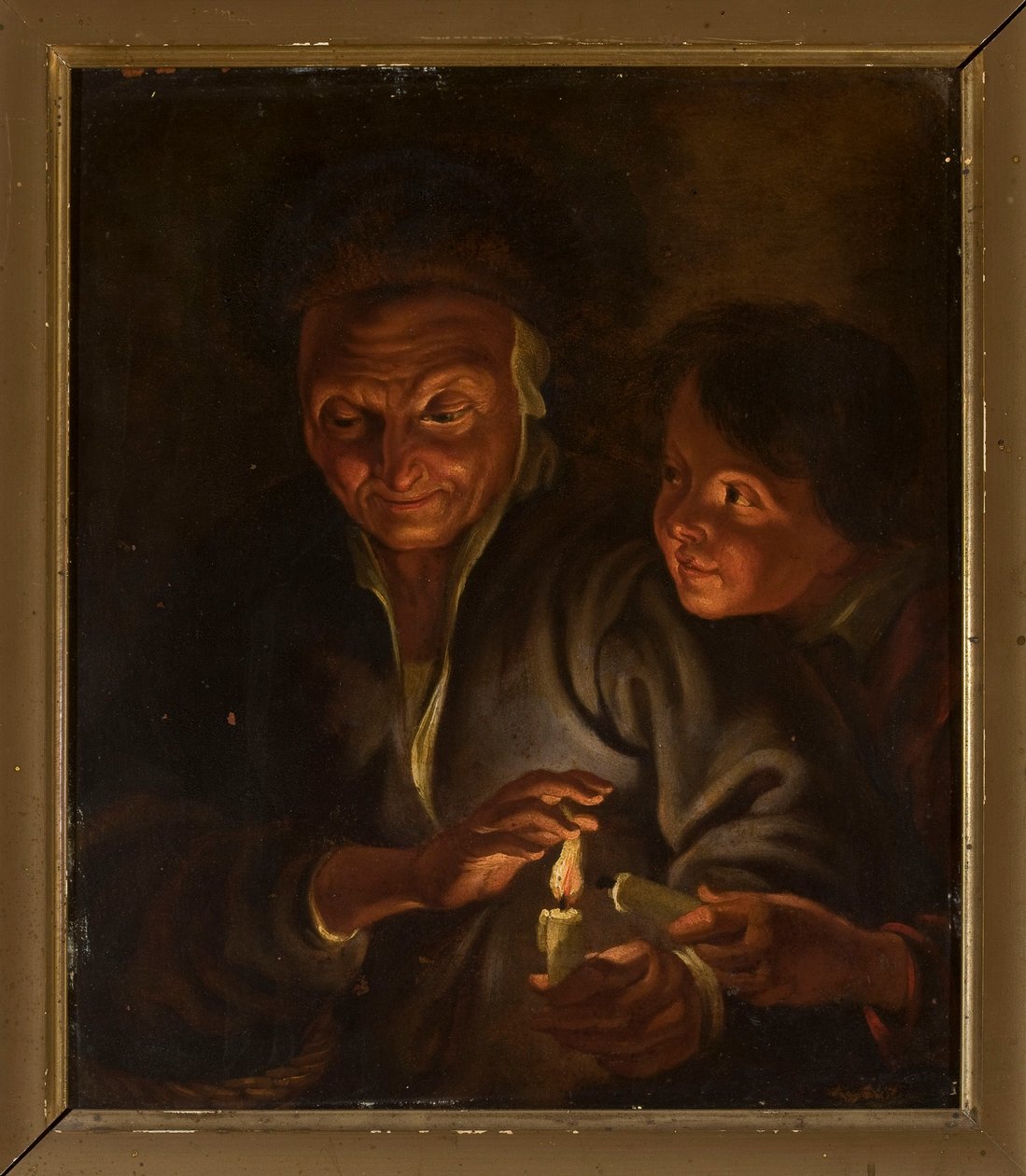 Vanha nainen ja poika kynttilän ääressä tekijältä Peter Paul Rubens