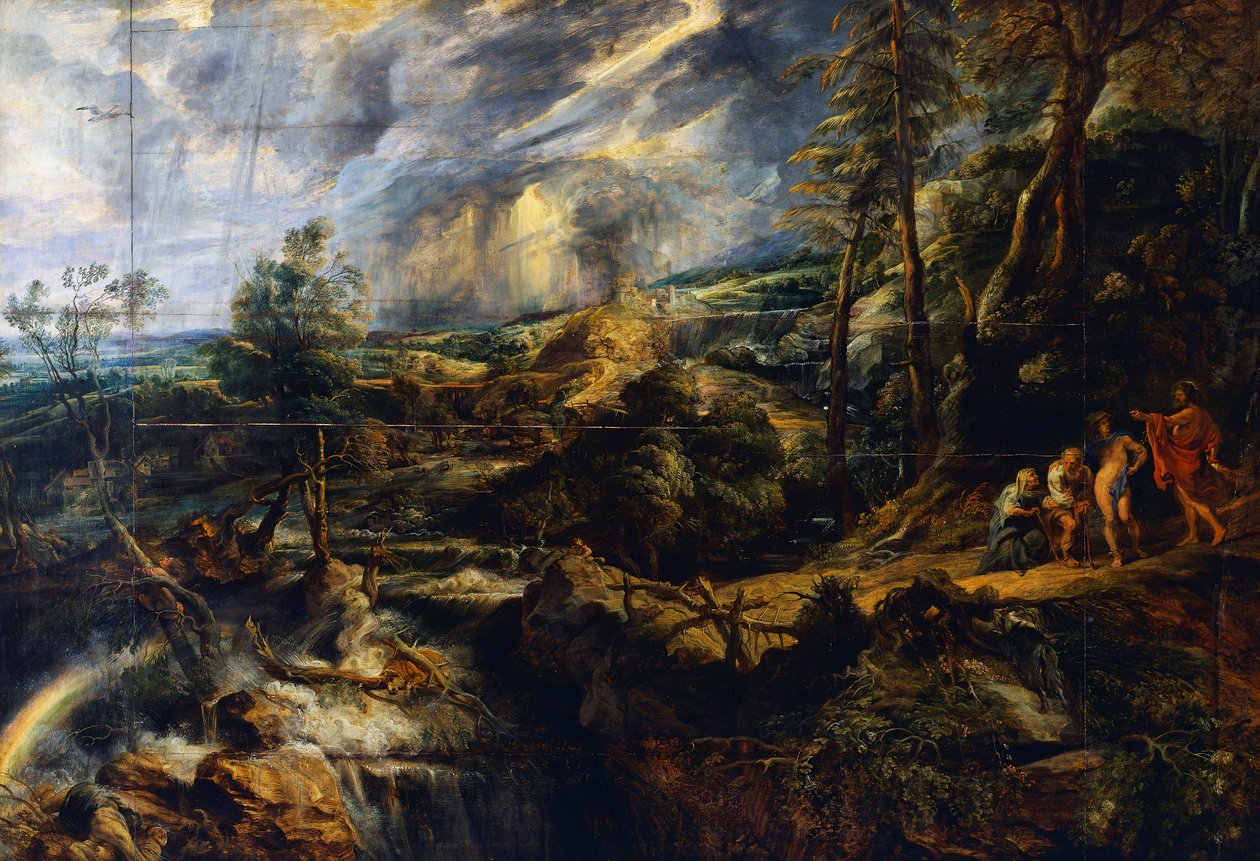 Myrskyinen maisema, n. 1625 (öljy paneelille) tekijältä Peter Paul Rubens