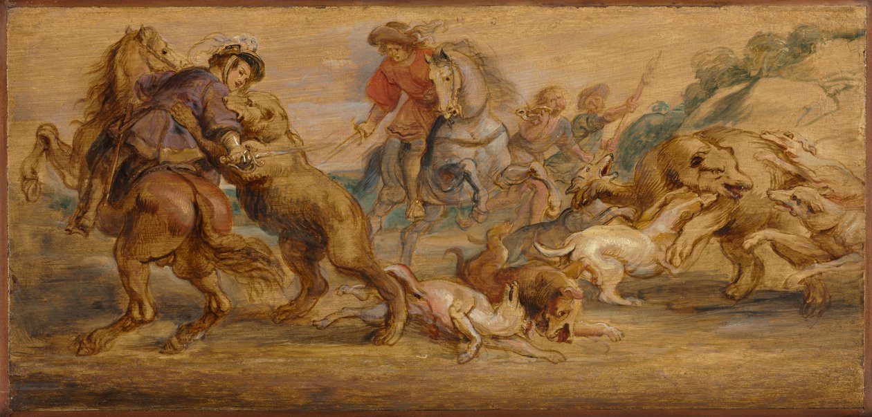 Tutkimus Alcázarin karhunmetsästykseen, Madrid, n. 1639. tekijältä Peter Paul Rubens