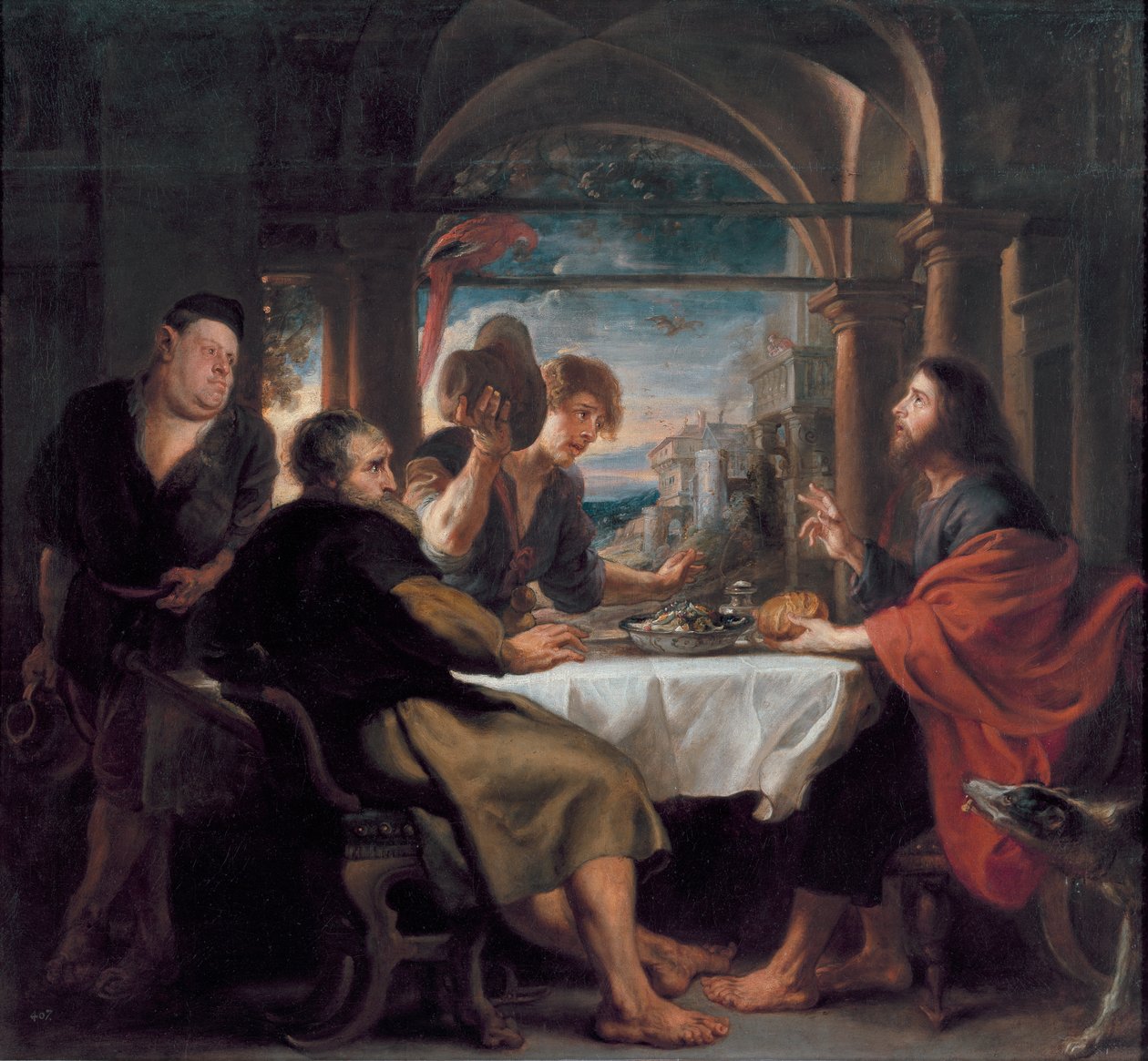 Illallinen Emmauksessa, n. 1638 (öljy kankaalle) tekijältä Peter Paul Rubens