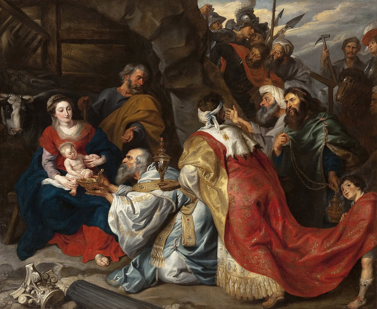 Maagien palvonta - Pieter Paul Rubens (1577-1640). Öljy kankaalle, c. 1620. Mitat : 235x277,5 cm. Valtion Eremitaaši, Pietari tekijältä Peter Paul Rubens