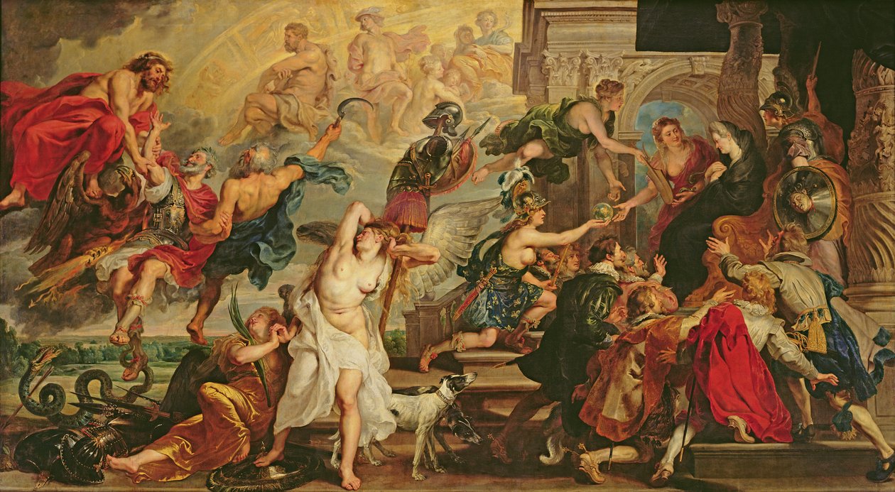 Henri IV:n apoteoosi ja Marie de Medicin hallitusvallan julistaminen, 1622-25 tekijältä Peter Paul Rubens