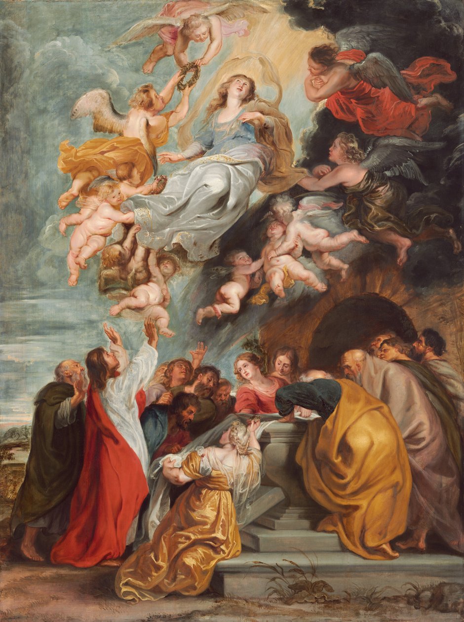Neitsyt Marian taivaaseenastuminen, noin 1620-luvun puoliväli (öljy paneelille). tekijältä Peter Paul Rubens