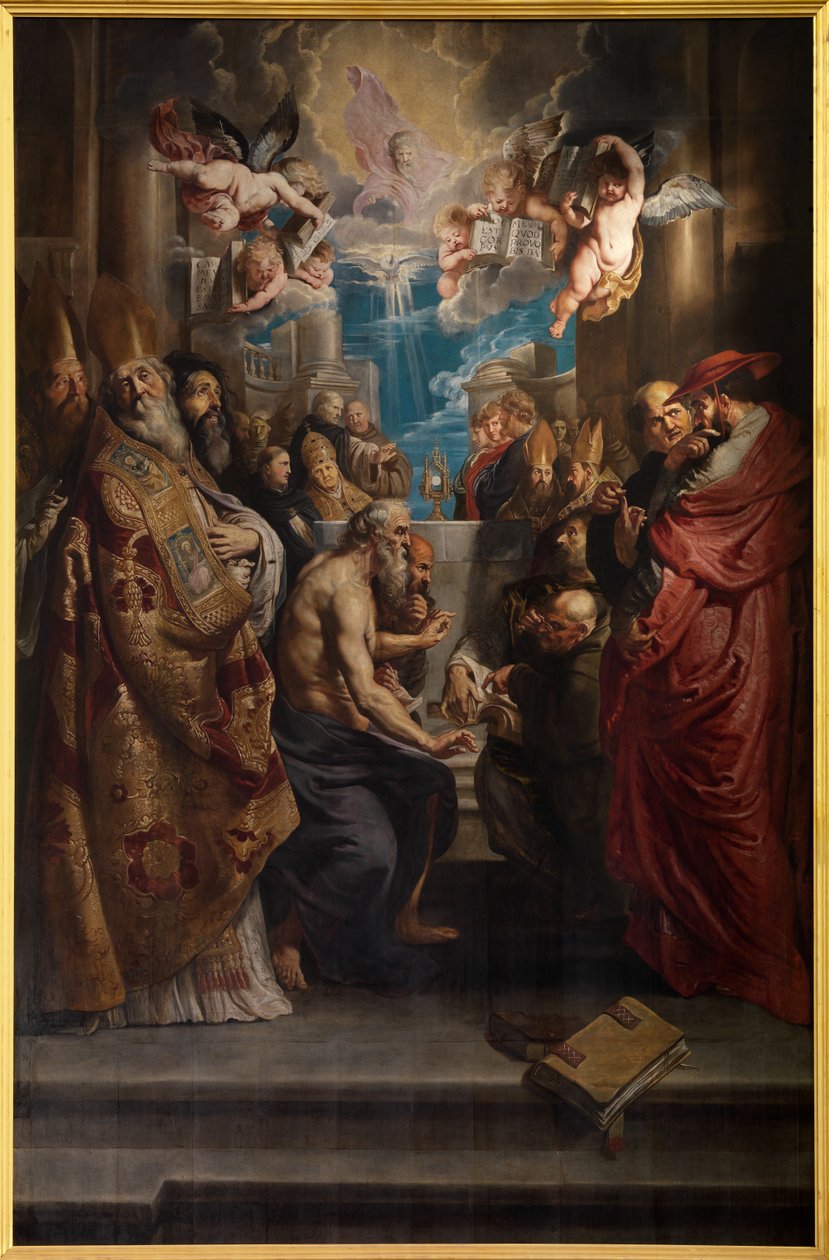 The Dispute of the Holy Sacrament, n. 1609 (öljy paneelille) tekijältä Peter Paul Rubens