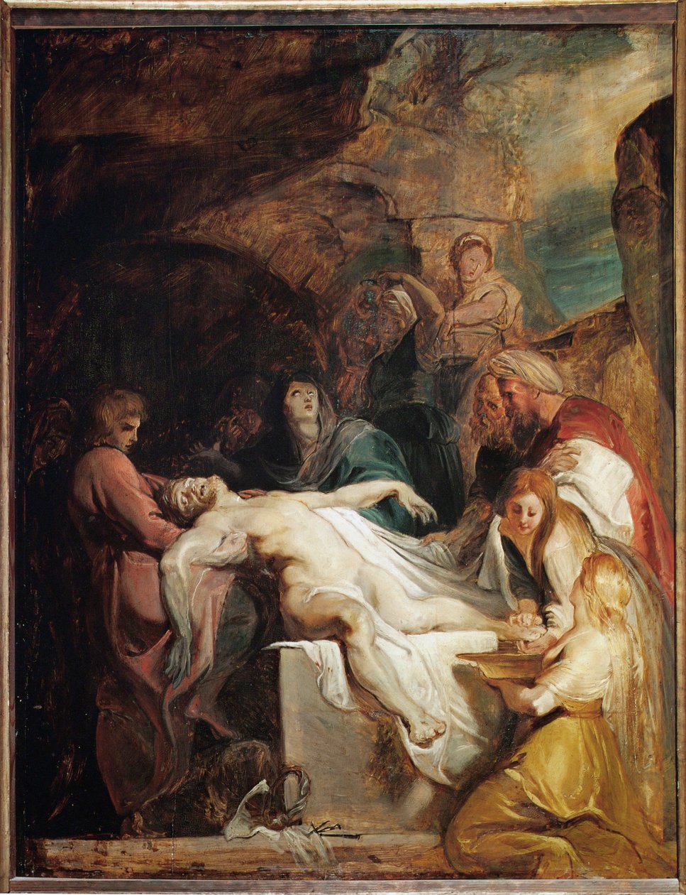 Kristuksen hautaaminen (maalaus tammipuulle) tekijältä Peter Paul Rubens