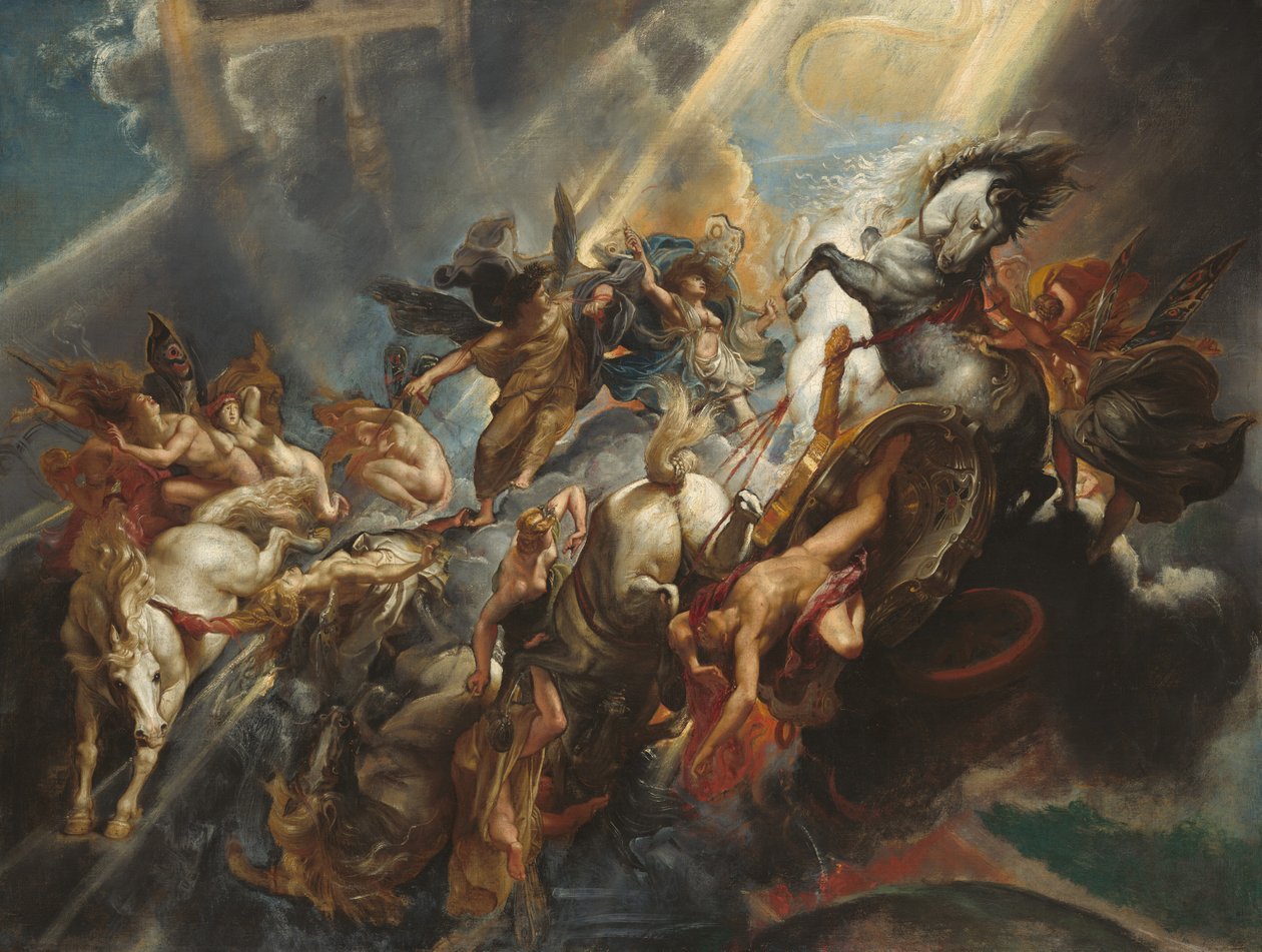Phaetonin kukistuminen, n. 16041605, luultavasti uusittu n. 16061608. tekijältä Peter Paul Rubens