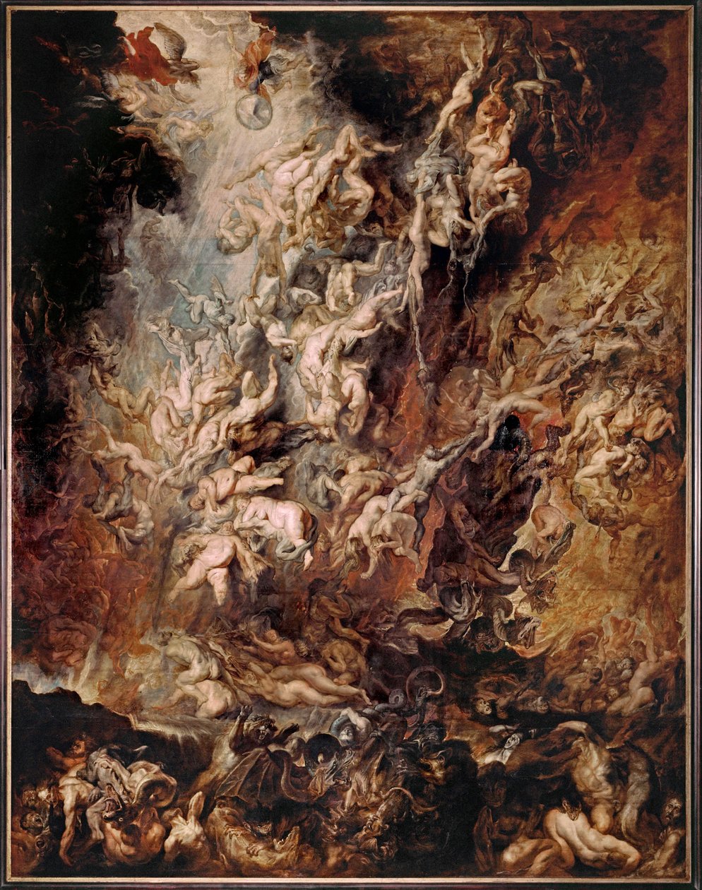 The Fall of the Damned (maalaus tammipuulle) tekijältä Peter Paul Rubens