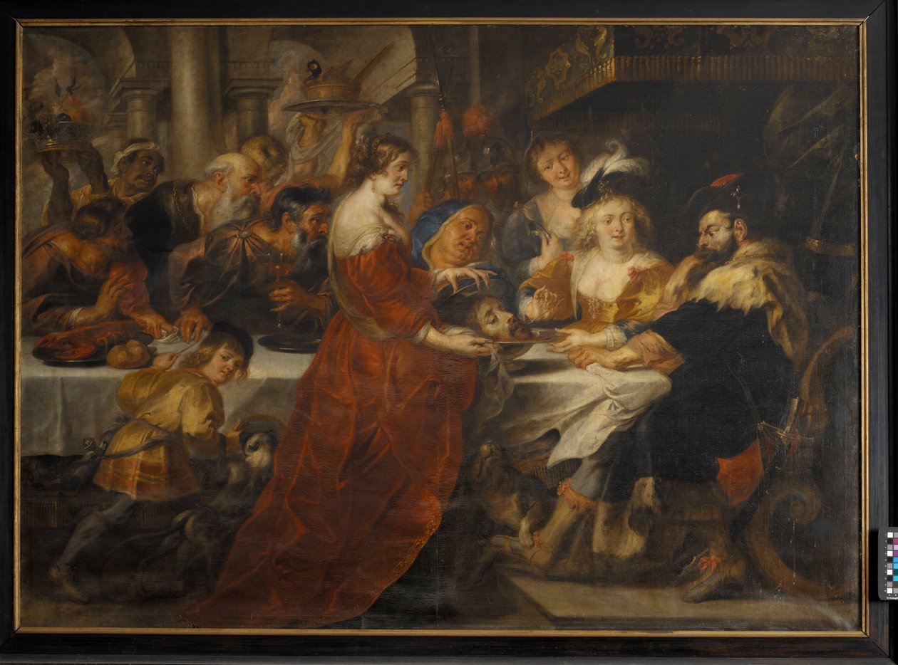 Herodeksen juhla. Salome tuo Johannes Kastajan pään laturilla tekijältä Peter Paul Rubens