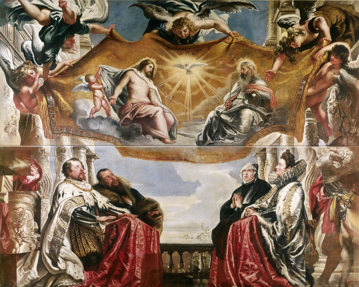 Gonzagan perhe Pyhän Kolminaisuuden palvonnassa, 1604-1605. tekijältä Peter Paul Rubens