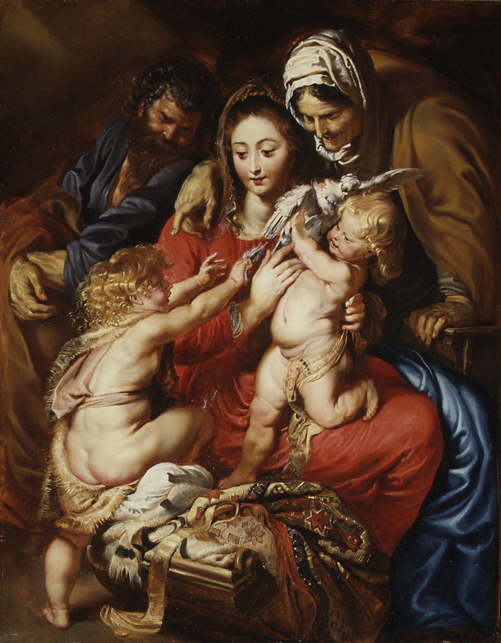 Pyhä perhe Pyhän Elisabetin, Pyhän Johanneksen ja kyyhkysen kanssa, n. 1608-1609 tekijältä Peter Paul Rubens