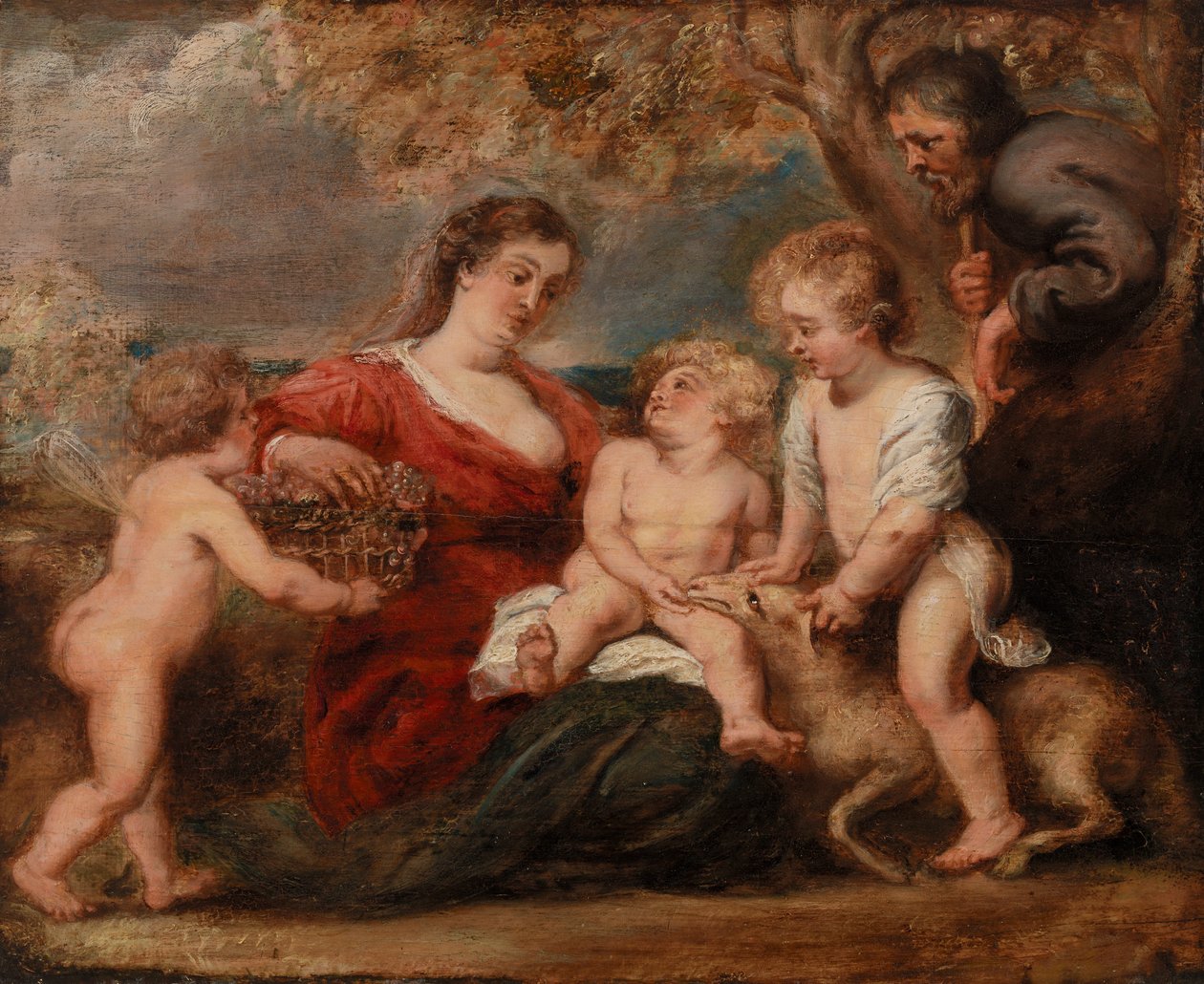 aPyhä perhe Pyhän Johannes Kastajan ja enkelin kanssa tekijältä Peter Paul Rubens