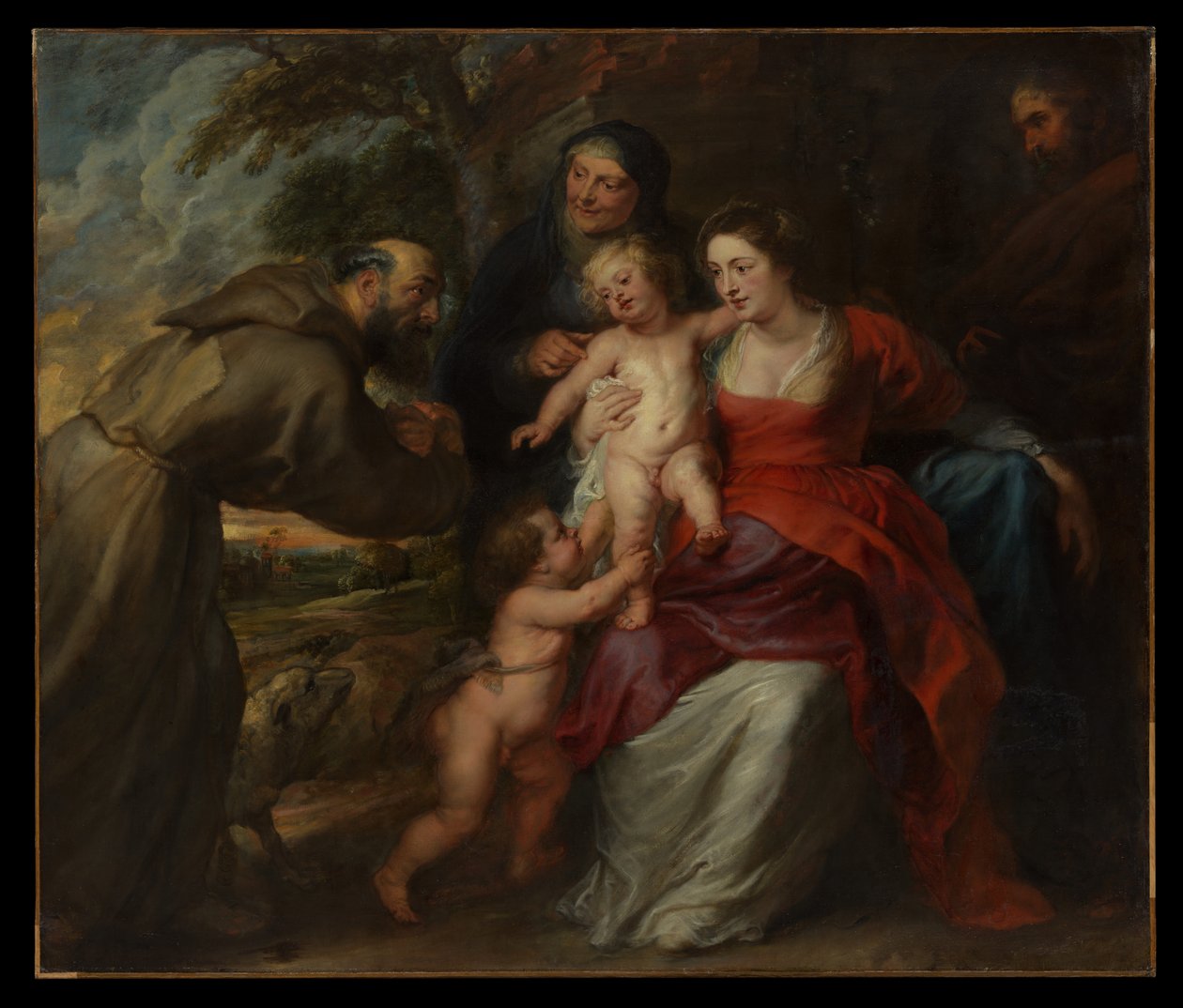 Pyhä perhe sekä pyhät Franciscus ja Anna ja Johannes Kastaja lapsena tekijältä Peter Paul Rubens