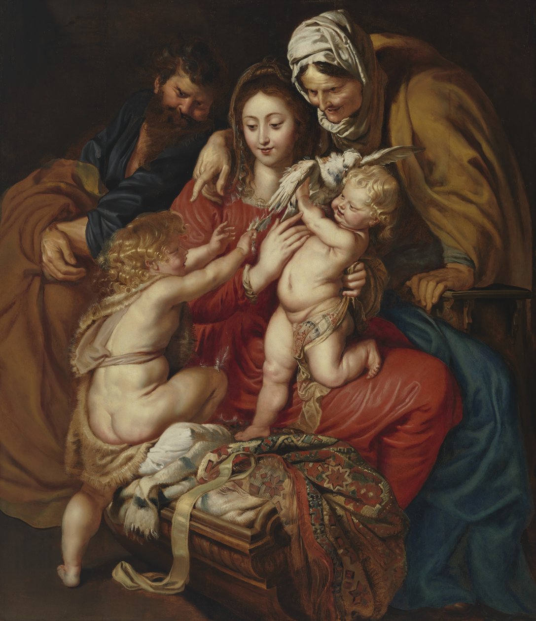 Pyhä perhe pyhän Elisabetin, pyhän Johanneksen ja kyyhkysen seurassa tekijältä Peter Paul Rubens