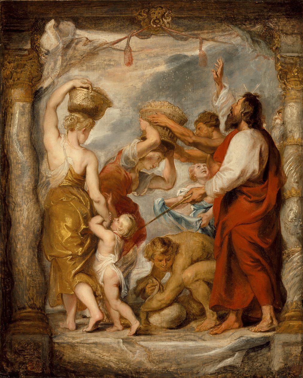 Israelilaiset keräävät mannaa autiomaassa tekijältä Peter Paul Rubens