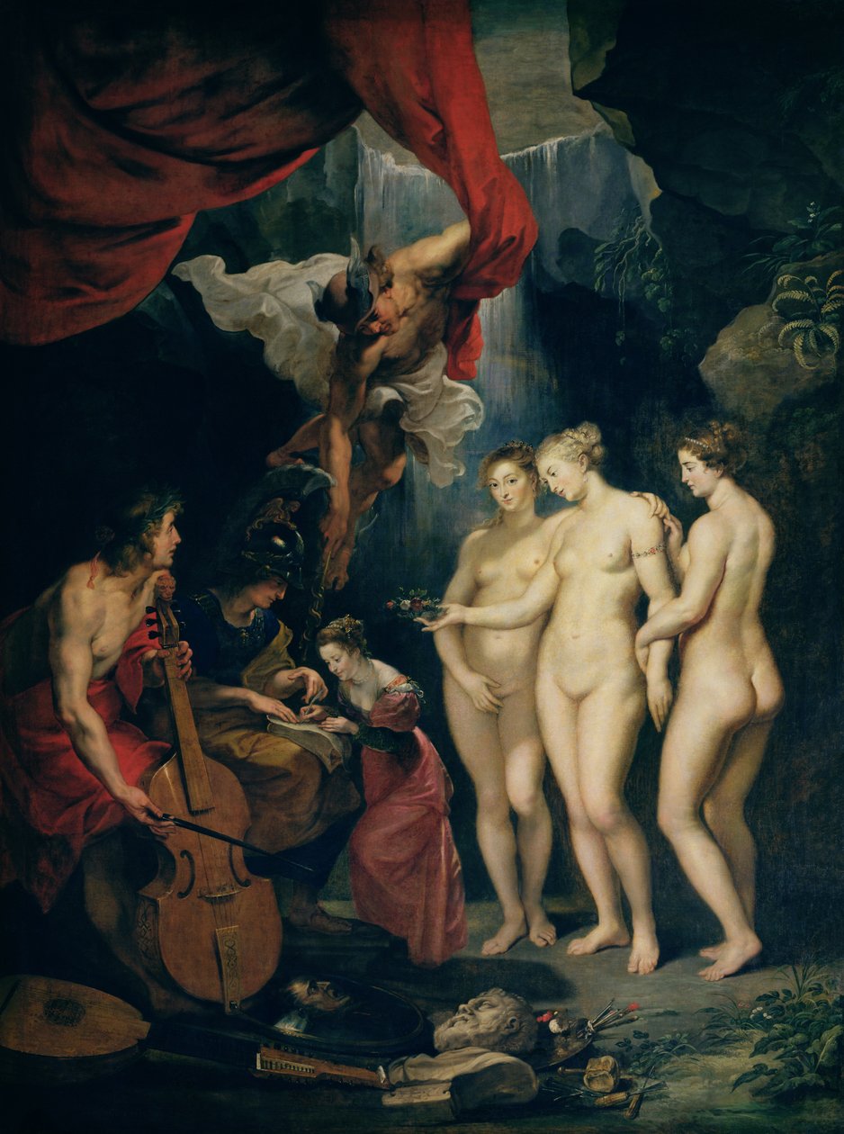 Medici-sykli: Marie de Medicin (1573-1642) koulutus 1621-25 (öljy kankaalle) tekijältä Peter Paul Rubens