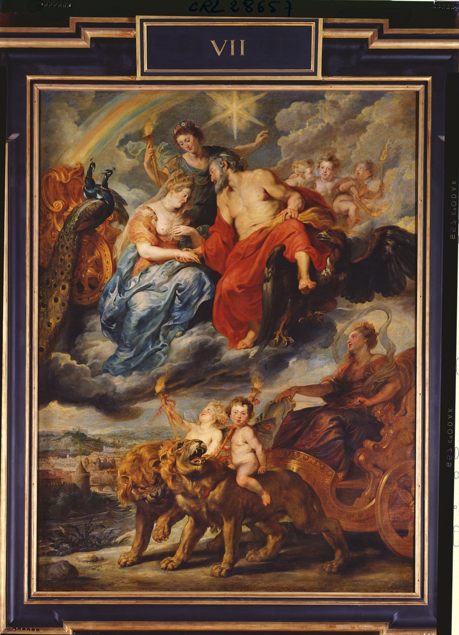 Medici-sykli: Henri IV:n (1553-1610) ja Marie de Medicin (1573-1642) tapaaminen Lyonissa 9. syyskuuta 1600, 1621-25. tekijältä Peter Paul Rubens