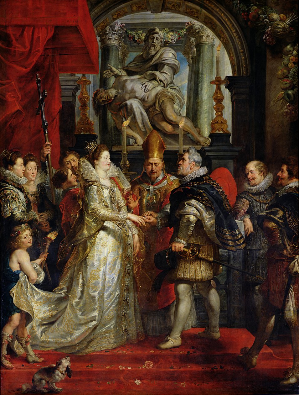 Marie de Medicin (1573-1642) ja Henri IV:n (1573-1642) välitysavioliitto 5. lokakuuta 1600, 1621-25 tekijältä Peter Paul Rubens