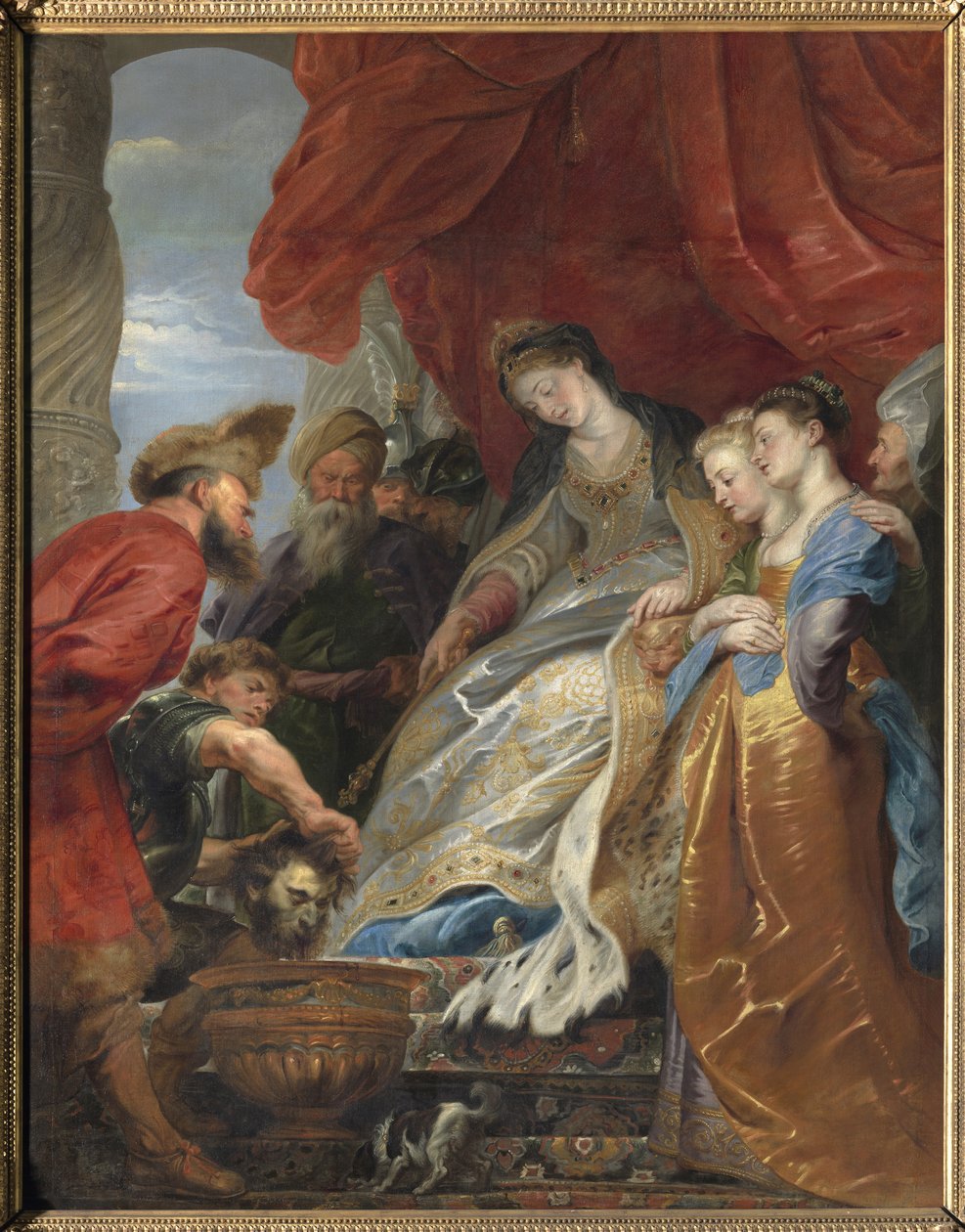 Skyyttiläisen Thomyriksen kuningatar upottaa Kyyros Suuren pään maljakkoon, joka on täynnä verta kostaakseen poikansa tekijältä Peter Paul Rubens