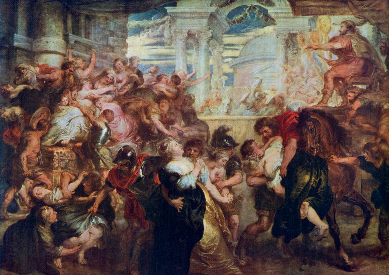 Sabiininaisten raiskaus, c1635-1640, 1912. tekijältä Peter Paul Rubens