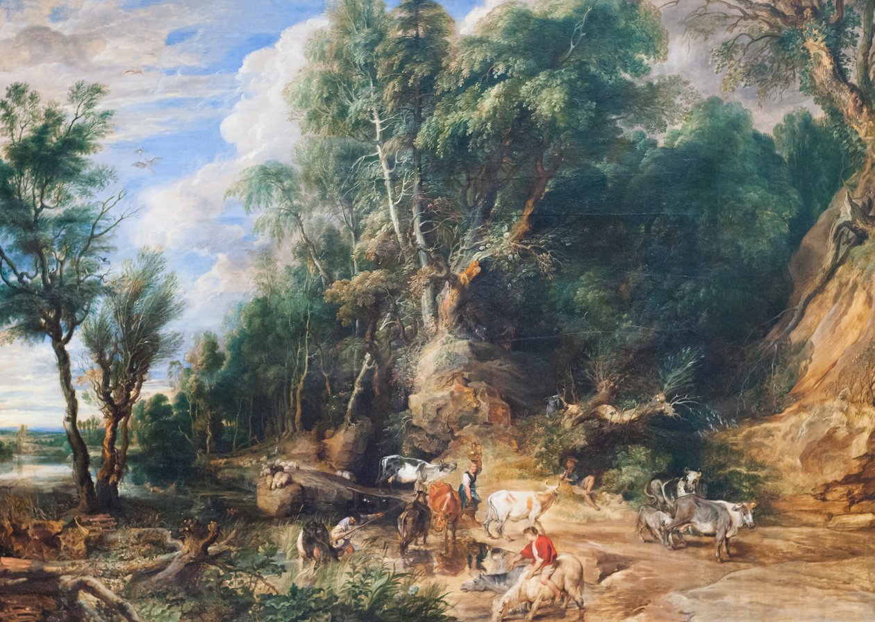 The Watering Place, n. 1615-22 (öljy tammen päälle) tekijältä Peter Paul Rubens