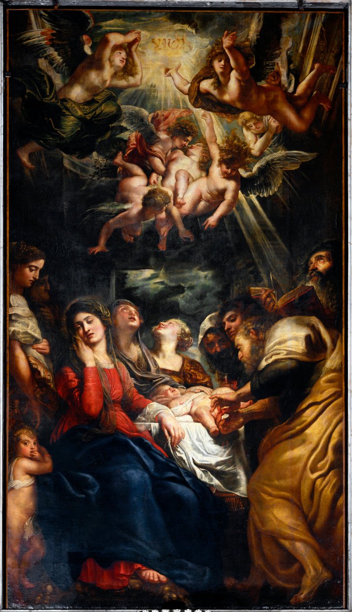 Peter Paulin (Pierre-Paul) Rubensin (tai Peter Paulin tai Petrus Pauluksen) ympärileikkausmaalaus (1577-1640) 1600-luvun geenit, pyhien Andrean ja Ambrogion kirkko (o del Gesu) tekijältä Peter Paul Rubens