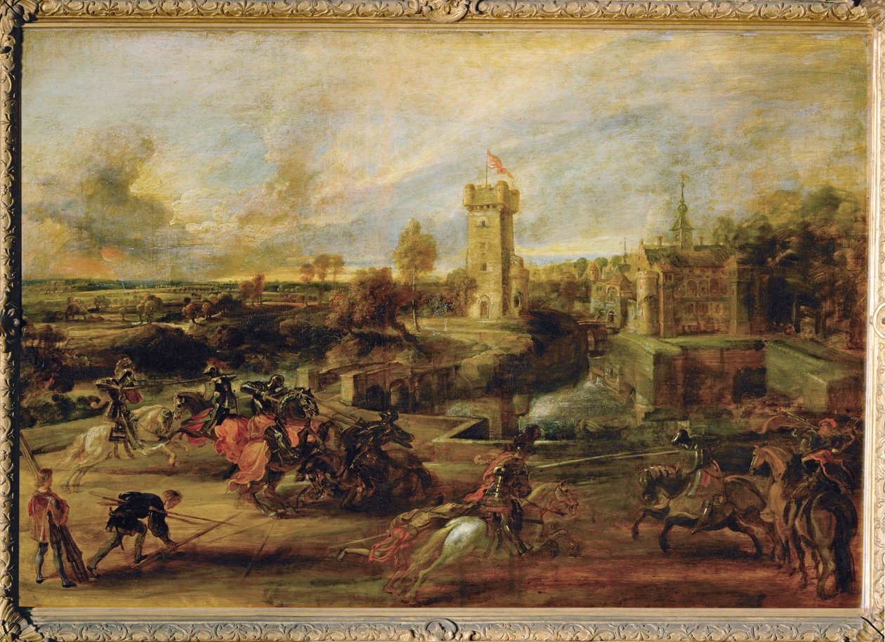 Turnajaiset Steenin linnan vallihaudan lähellä (maalaus puulle) tekijältä Peter Paul Rubens