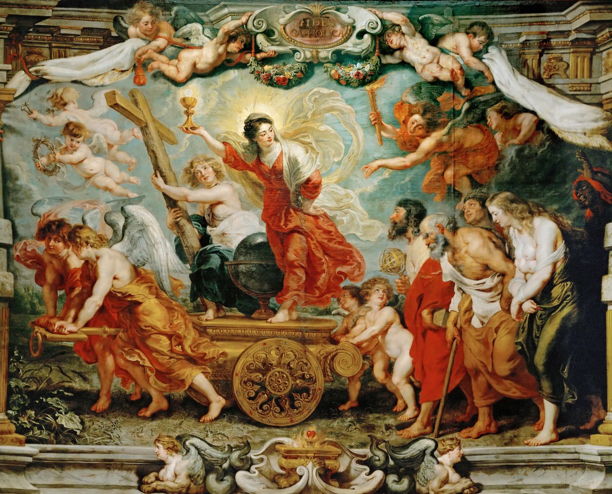 Uskon voitto. Allegoria katolisen uskon voitosta uskonpuhdistuksesta. tekijältä Peter Paul Rubens
