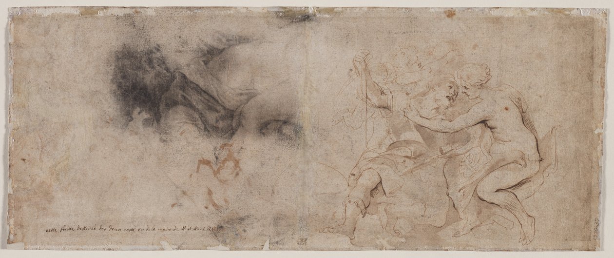 Venus aseistariisuva Mars, Drapery-tutkimus (käänteinen) tekijältä Peter Paul Rubens