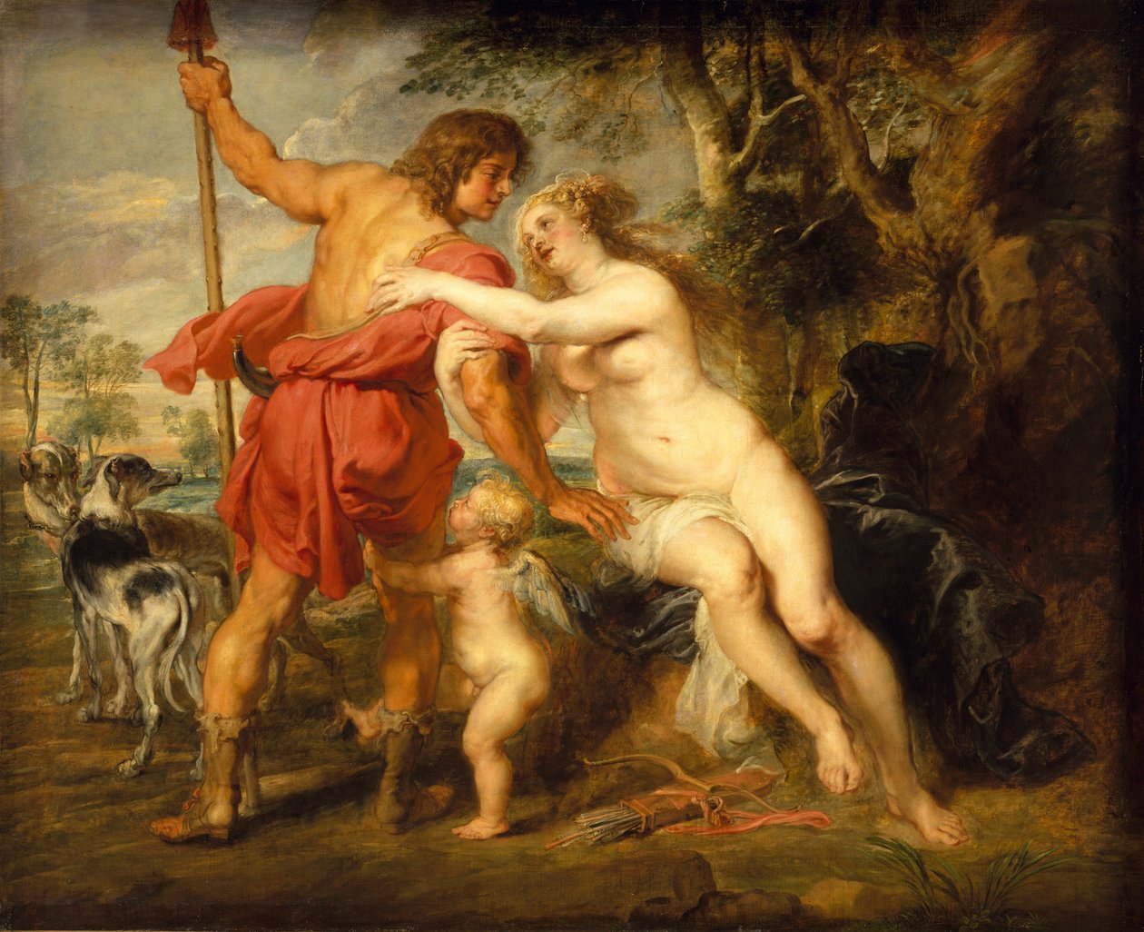 Venus ja Adonis, luultavasti 1630-luvun puolivälissä. tekijältä Peter Paul Rubens