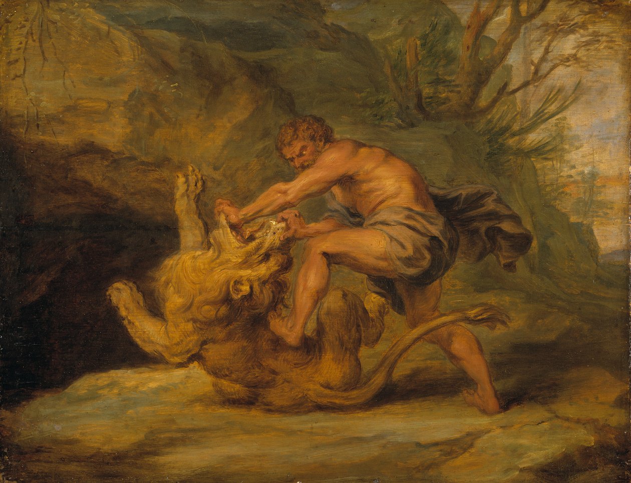 Simson ja leijona, noin 1640 tekijältä Peter Paul studio of Rubens