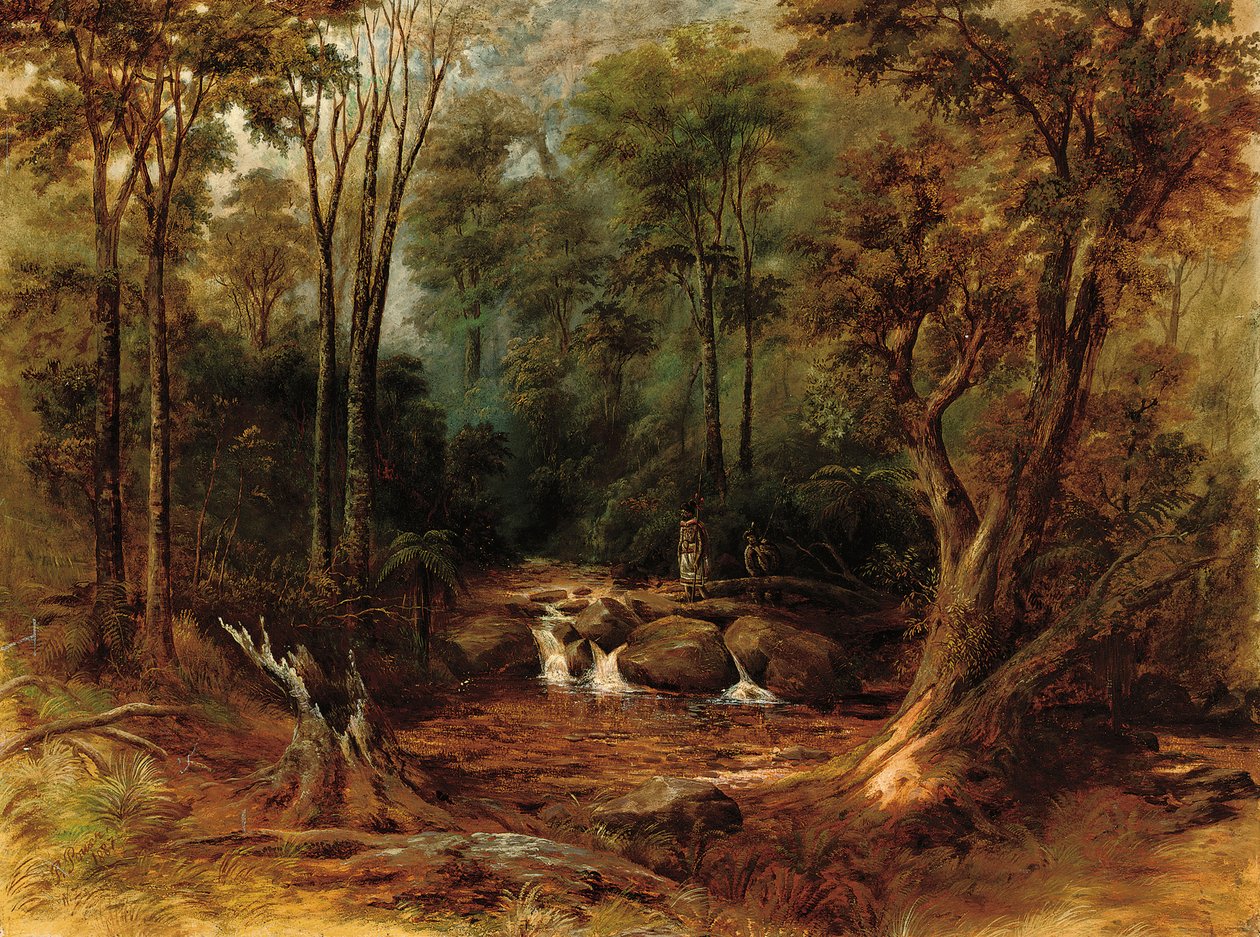 Maorit ylittävät metsäpuron, 1887 tekijältä Peter Power
