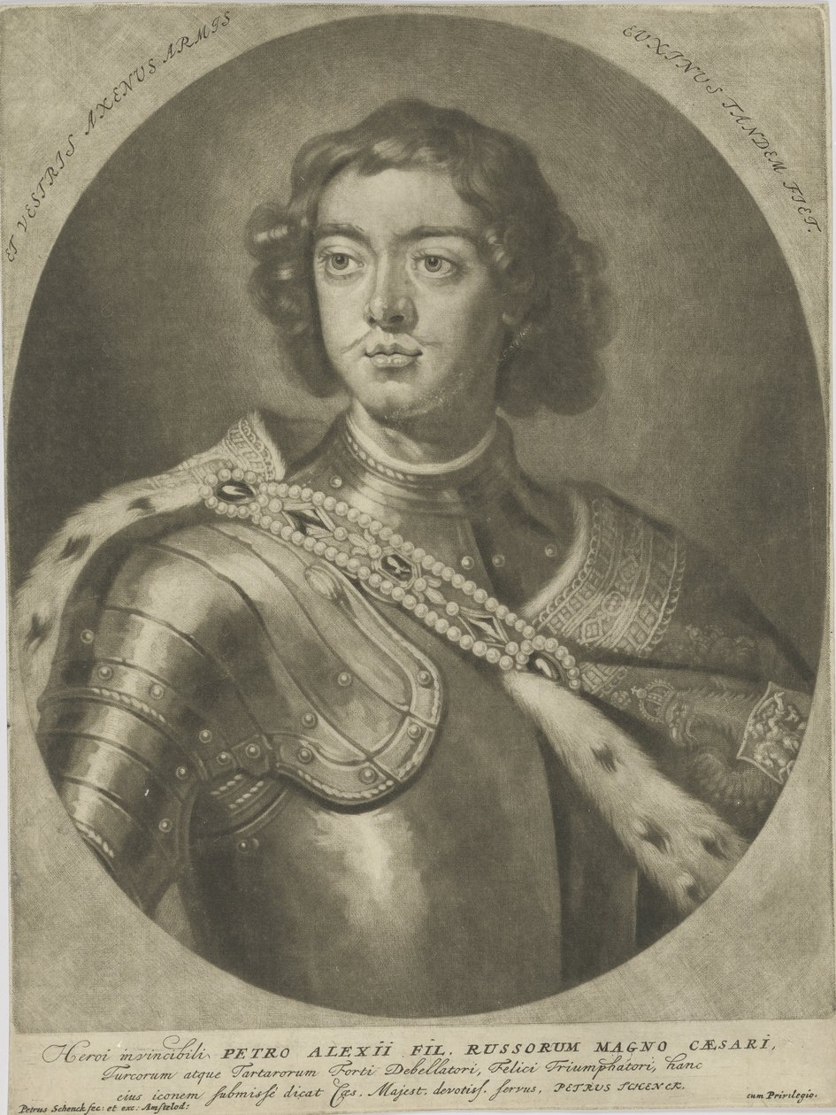 Keisari Pietari I Suuren muotokuva 1672-1725, um 1700. tekijältä Peter Schenk
