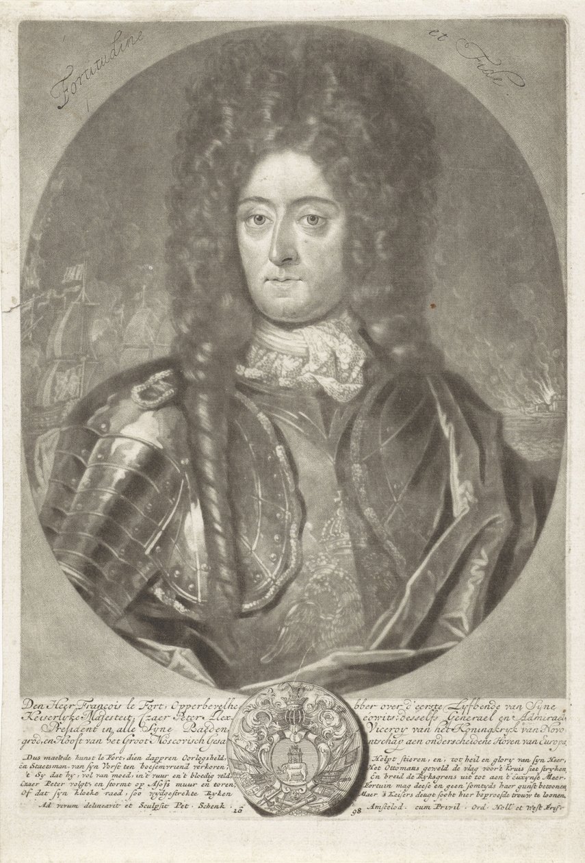 Kenraaliamiraali Francois Lefortin muotokuva 1656-1699, 1698. tekijältä Peter Schenk