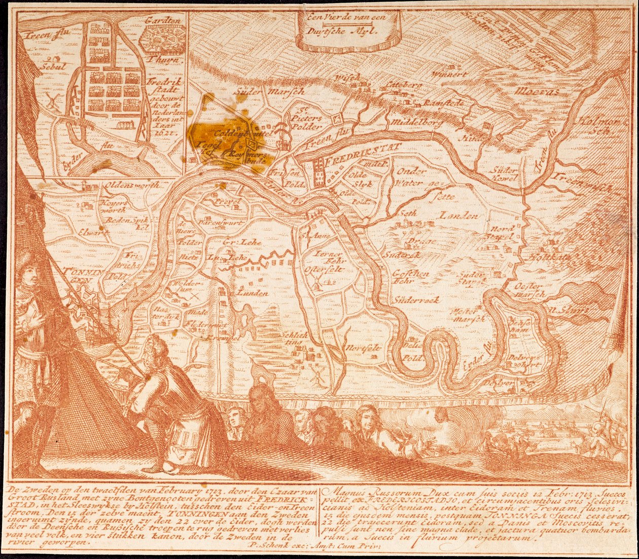 Friedrichstadtin valloitus 12. helmikuuta 1713, 1713. tekijältä Peter Schenk