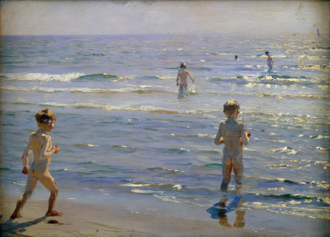 Badende Jungen. Sonnenschein. Skagen tekijältä Peder Severin Krøyer