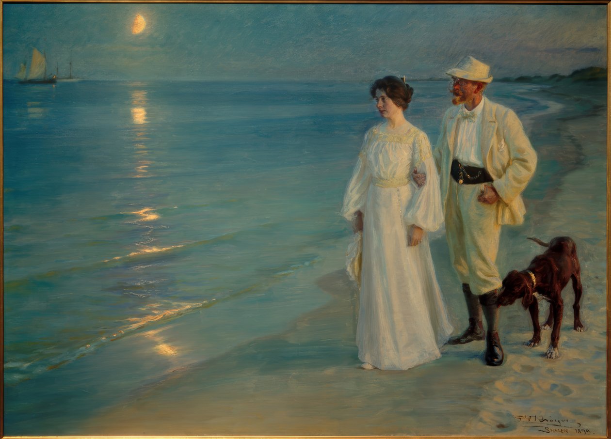 Kesäilta Skagenin rannalla. Taiteilija ja hänen vaimonsa tekijältä Peder Severin Krøyer