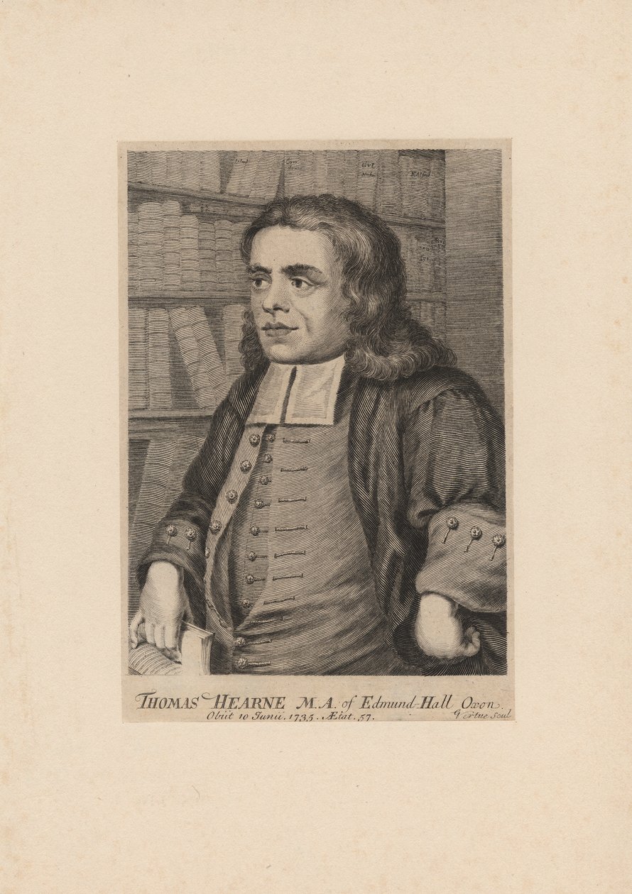 Thomas Hearne, kaiverrus George Vertue (1683-1756), n. 1735 tekijältä Peter Tillemans
