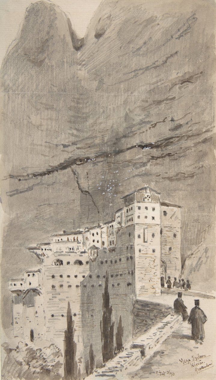 Mega Spileonin luostari, Kreikka, 1896. tekijältä Peter Toft