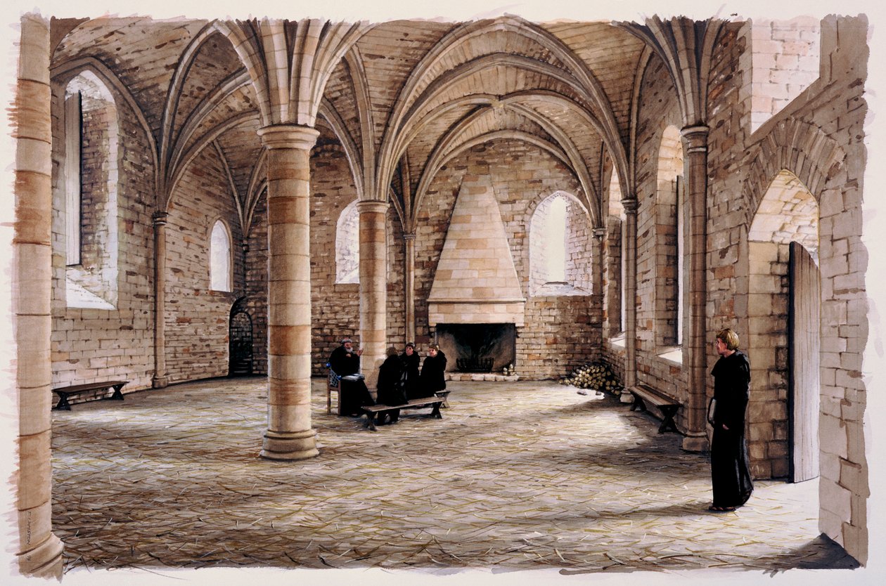 Aloittelijoiden huone, Battle Abbey, East Sussex, 1100-luvulla c1980-c2008 tekijältä Peter Urmston