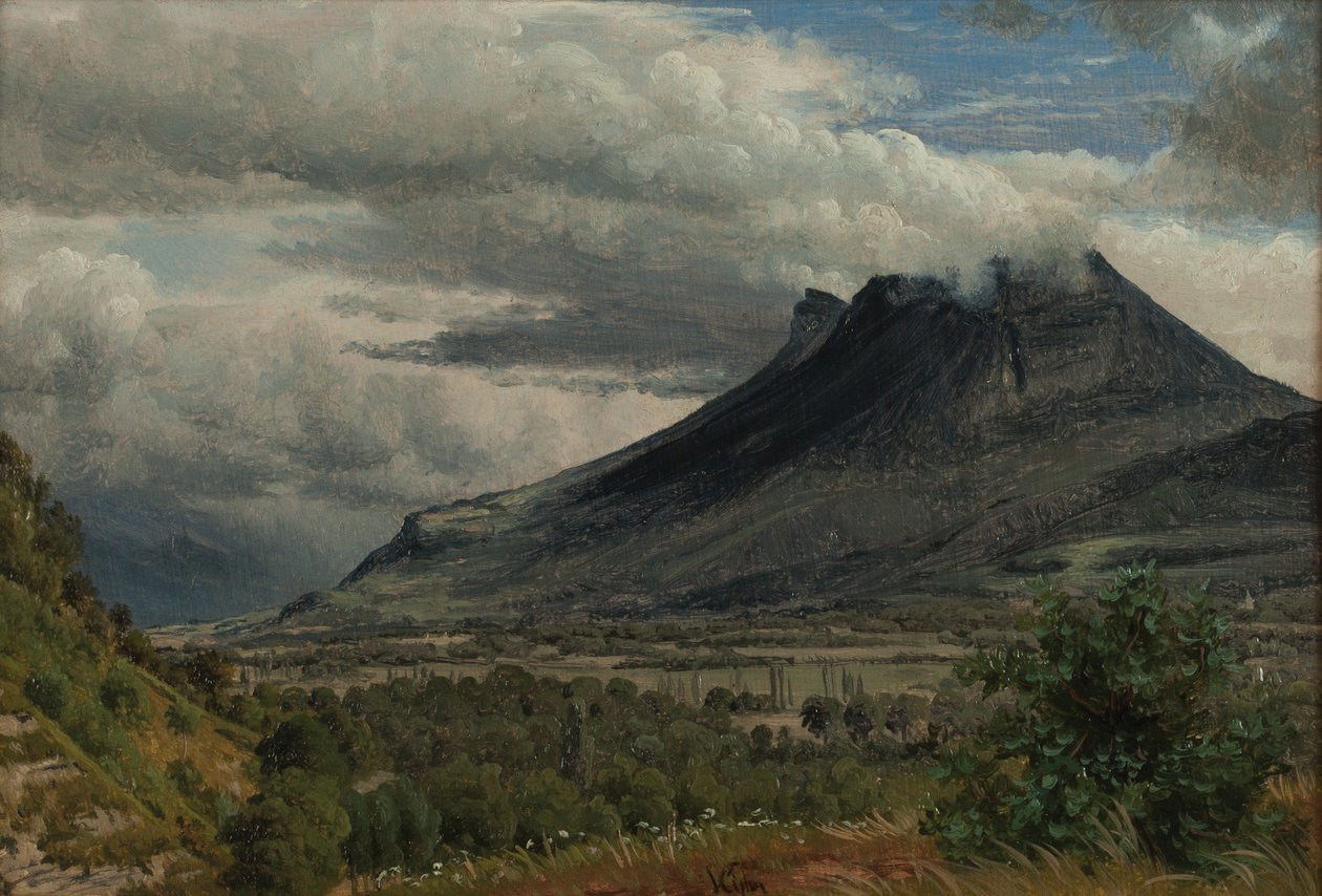 Granier-massiivi, näkymä Cluse de Chambéry 1850 -öljystä paperille otettuna tekijältä Peter Vilhelm Carl Kyhn