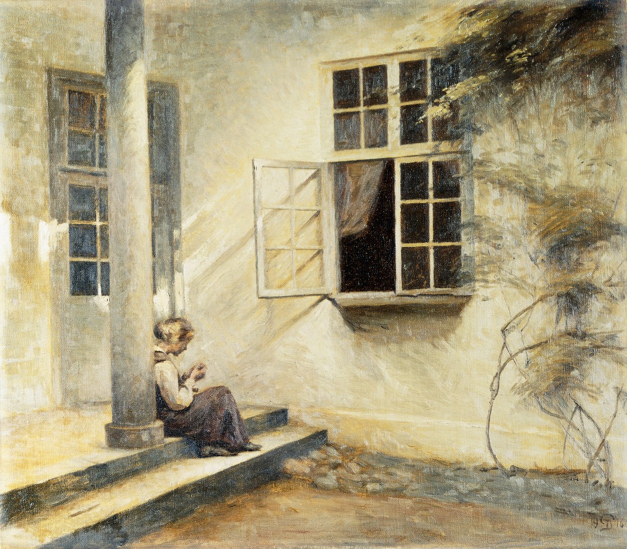 Tyttö istuu kuistilla, Liselund tekijältä Peter Vilhelm Ilsted