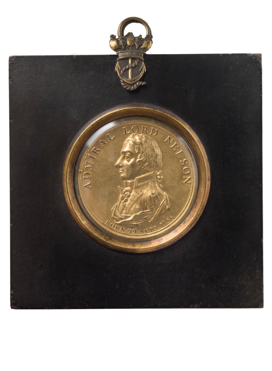 Admiral Lord Nelsonin muotokuvaplaketti, n. 1805 (pronssiksi kullattu) tekijältä Peter Wyon