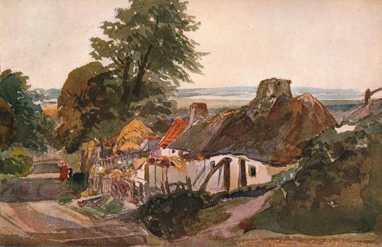 A Lane with Cottages, c1820 tekijältä Peter de Wint