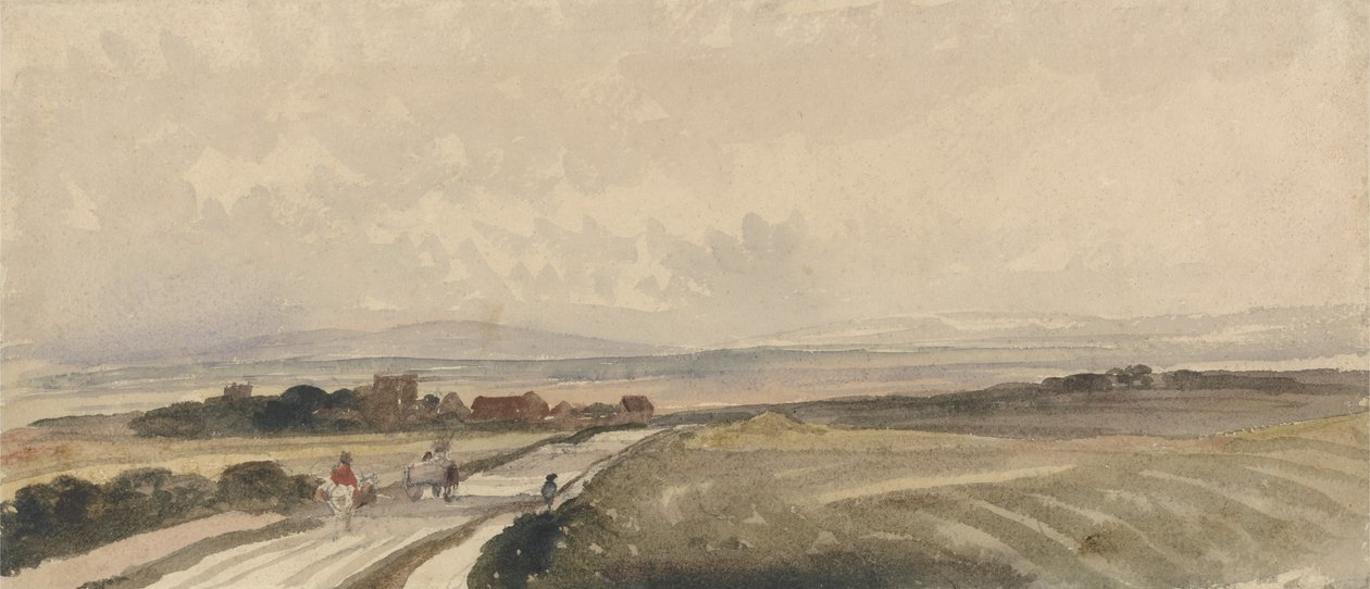 Yorkshire Road (akvarelli ja grafiitti paperille) tekijältä Peter de Wint