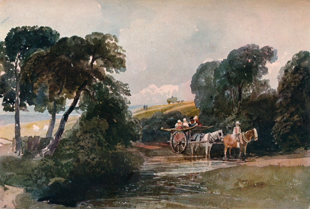 Heinäkärry ylittää puron, c1824 tekijältä Peter de Wint