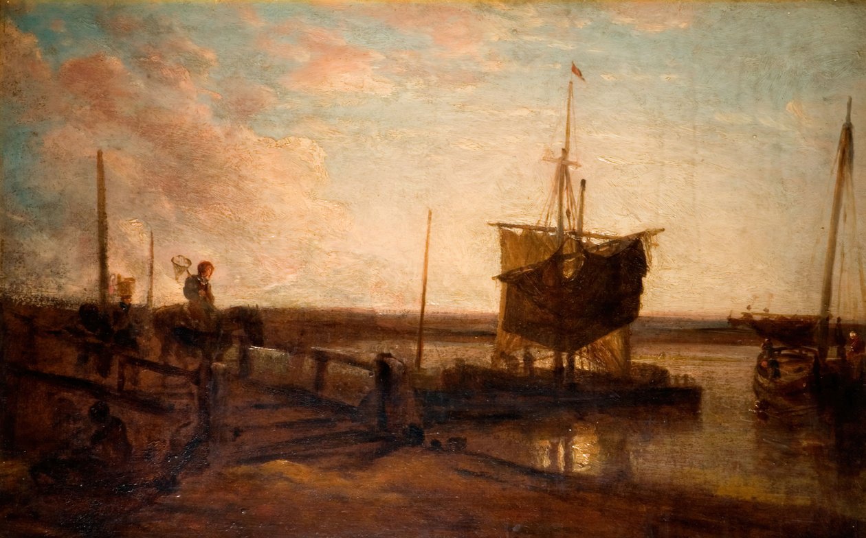 Laituri veneillä, 1800-50. tekijältä Peter de Wint