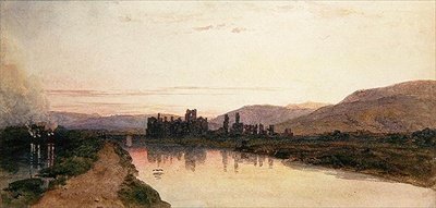 Neath Abbey, Glamorganshire, ilta (akvarelli paperille) tekijältä Peter de Wint